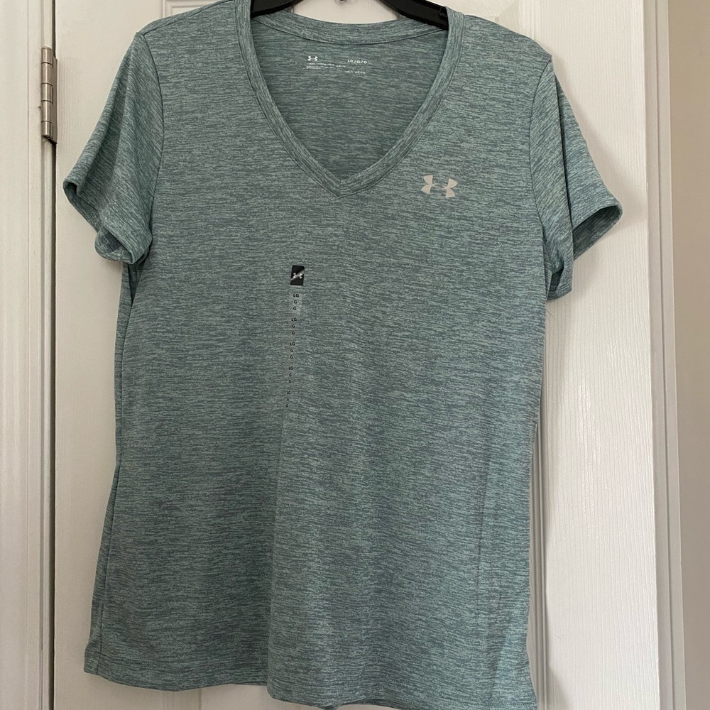 Teal Under Armour Heat Gear V-Neck Top